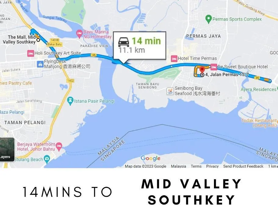 Permas 14Min To Midvalley 10Pax Wifi Tv Box 4Broom Johor Bahru 0*,  Malajsie